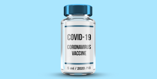 Covid vaccines mockup on blue background