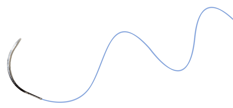 Ethicon™ surgical curved needle with blue monofilament suture thread