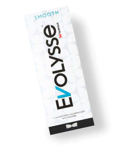 Evolysse™ SMOOTH dermal filler packaging by Evolus®