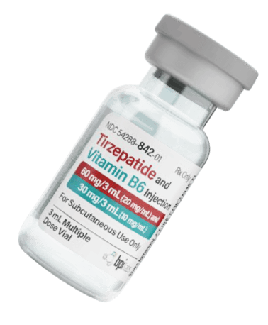 ompounded GLP-1 injection vial for providers, clear glass with clinical labeling.