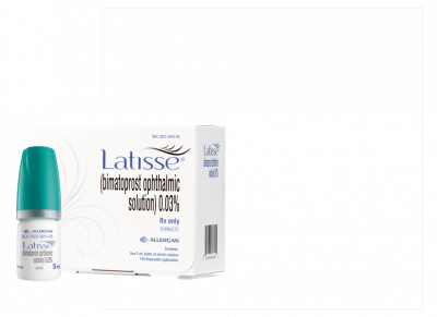 LATISSE® (bimatoprost ophthalmic solution) 0.03% product packaging for FDA-approved eyelash growth treatment